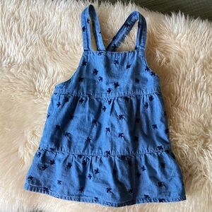 Cadet Rousselle Paris Blue Denim tiered Dress with Bird embroidery 12-18m